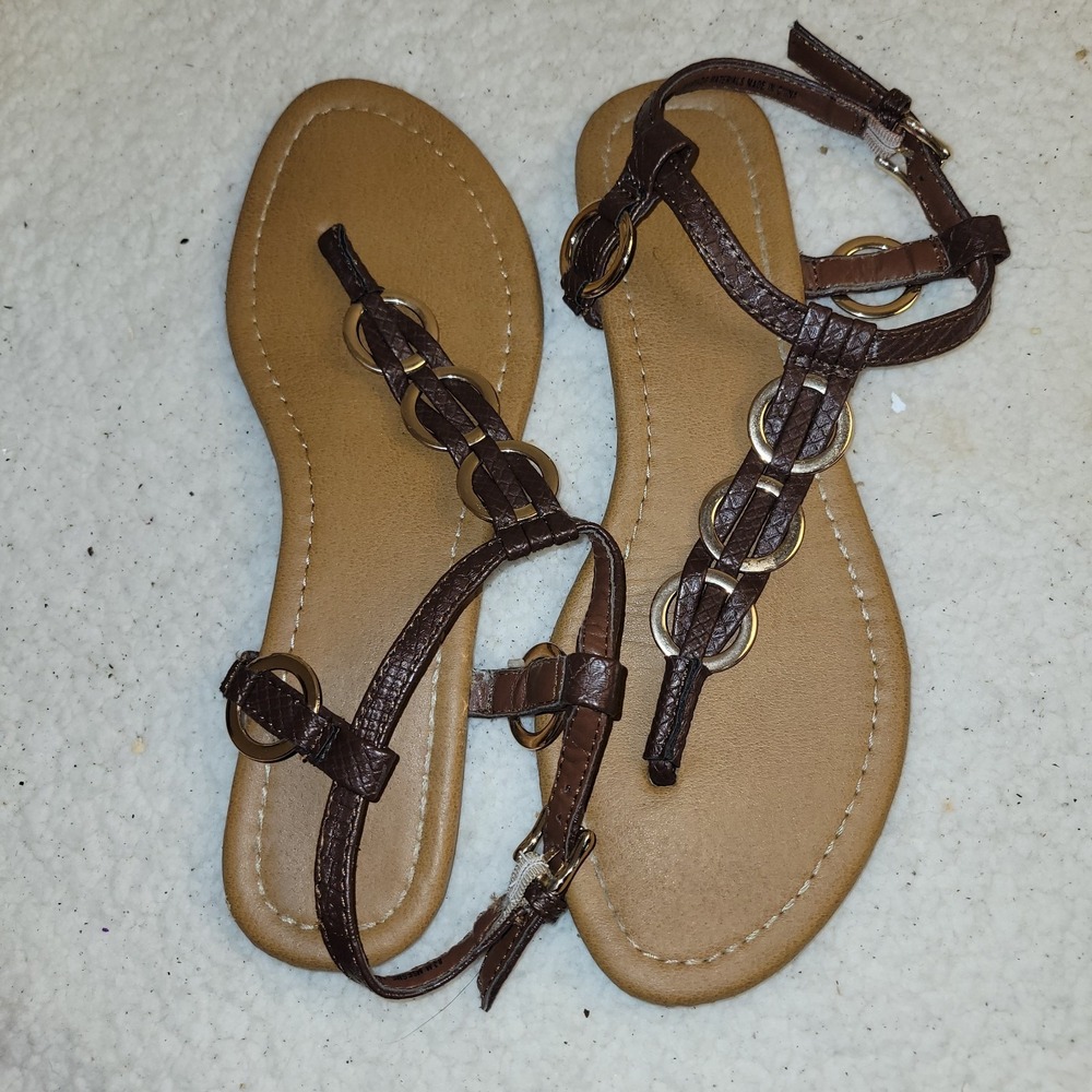 Madeline Stuart Brown Thong Sandals Women's 8.5M Flat Boho Summer Shoes - Picture 9 of 9
